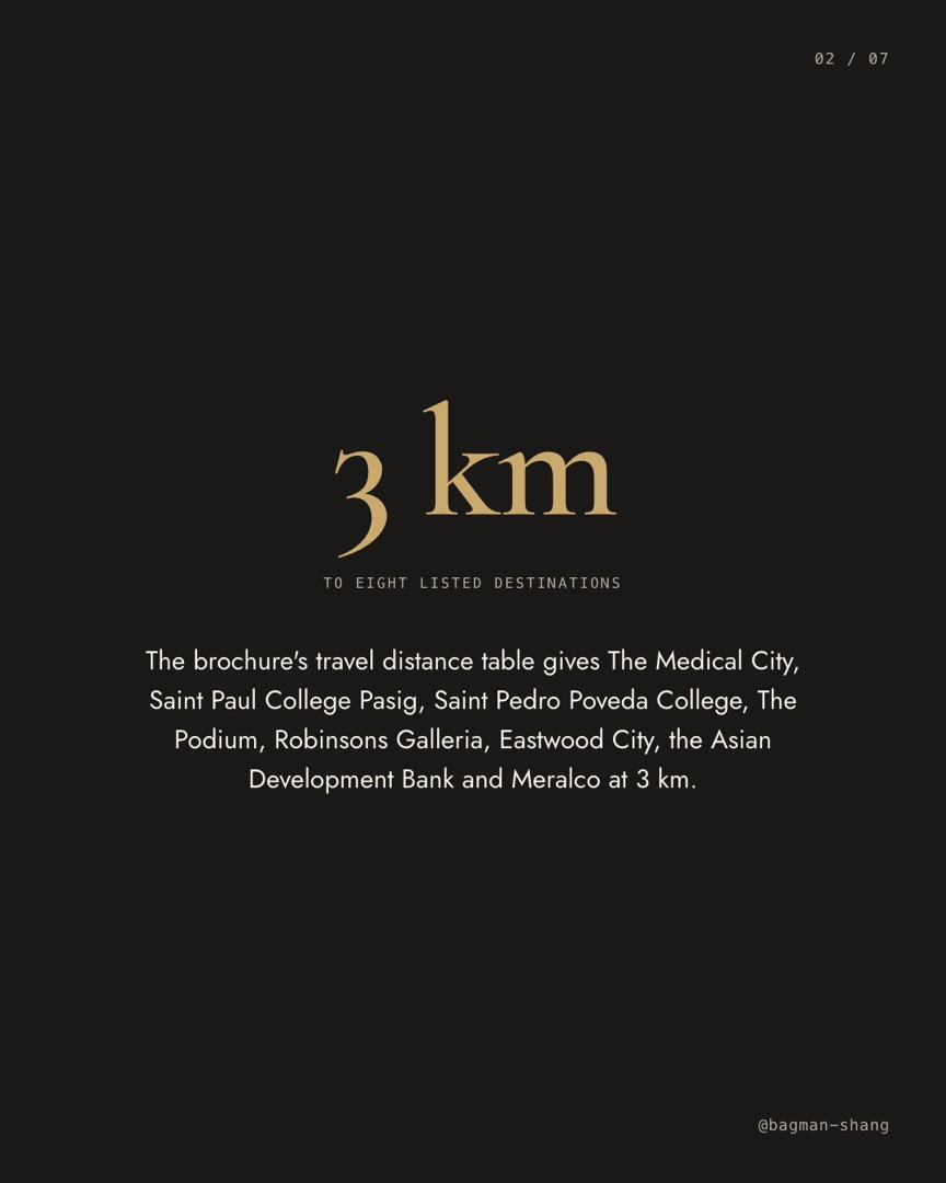 Slide 2: 3 km to eight listed destinations