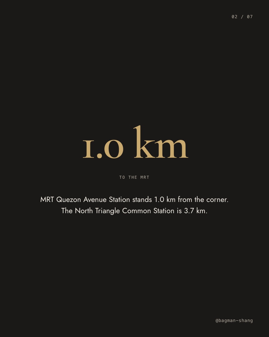 Slide 2: 1.0 km to the MRT
